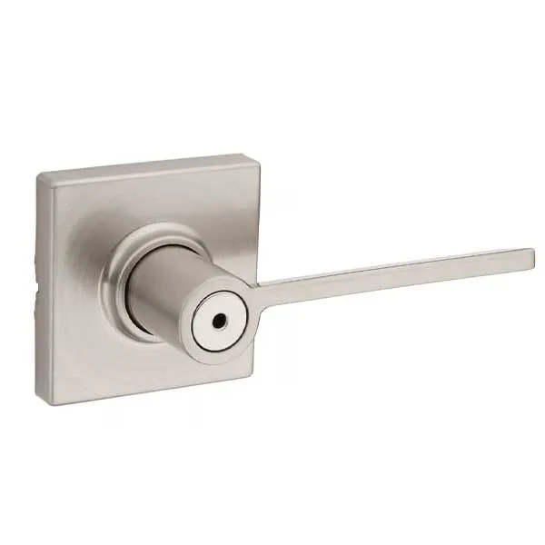 Kwikset - 300LRL - Ladera Lever Set - Square Rose - 15 - Satin Nickel - Privacy - Grade 3