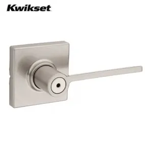 Kwikset - 300LRL - Ladera Lever Set - Square Rose - 15 - Satin Nickel - Privacy - Grade 3