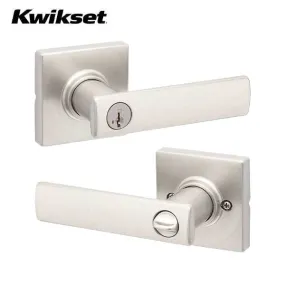 Kwikset - 405BRNL - Breton Lever - Square Rose - 15 - Satin Nickel - Entrance - Keyed Entry - Smart Key