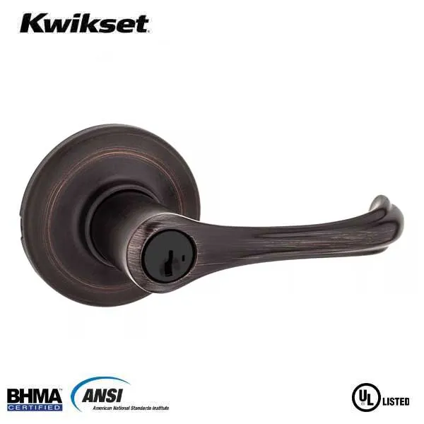 Kwikset - 409DNL - Dorian Commercial Lever Set - Round Rose - 11P - Venetian Bronze - Entrance - SmartKey Technology - Grade 3