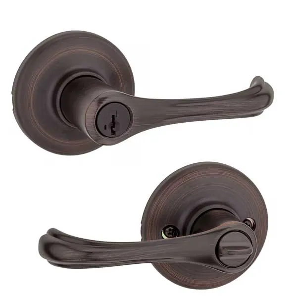 Kwikset - 409DNL - Dorian Commercial Lever Set - Round Rose - 11P - Venetian Bronze - Entrance - SmartKey Technology - Grade 3