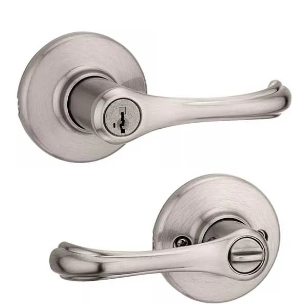 Kwikset - 409DNL - Dorian Commercial Lever Set - Round Rose - 15 - Satin Nickel - Entrance - SmartKey Technology - Grade 3