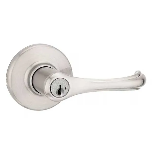 Kwikset - 409DNL - Dorian Commercial Lever Set - Round Rose - 15 - Satin Nickel - Entrance - SmartKey Technology - Grade 3