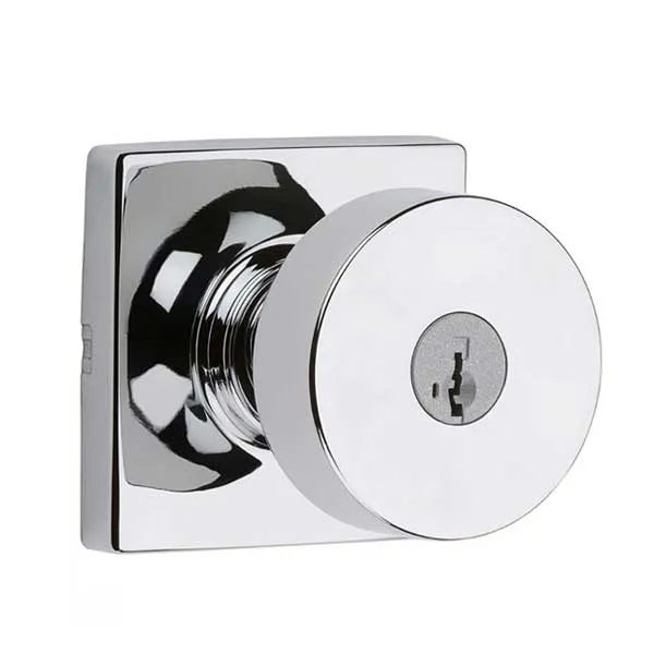 Kwikset - 740PSK - Pismo Knob Set - Square Rose - 26 - Polished Chrome - Entrance - SC1 Schlage - SmartKey Technology - Grade 3