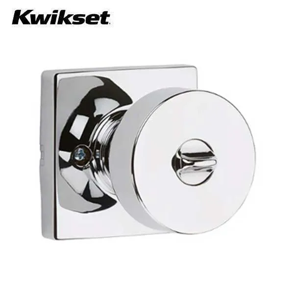 Kwikset - 740PSK - Pismo Knob Set - Square Rose - 26 - Polished Chrome - Entrance - SC1 Schlage - SmartKey Technology - Grade 3