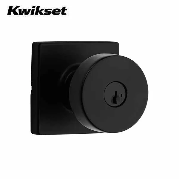 Kwikset - 740PSK - Pismo Knob Set - Square Rose - 514 - Matte Black - Entrance - SC1 Schlage - SmartKey Technology - Grade 3