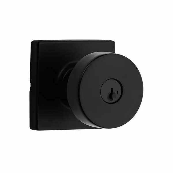 Kwikset - 740PSK - Pismo Knob Set - Square Rose - 514 - Matte Black - Entrance - SC1 Schlage - SmartKey Technology - Grade 3