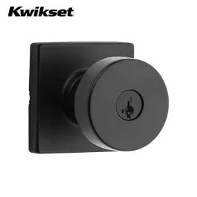 Kwikset - 740PSK - Pismo Knob Set - Square Rose - 514 - Matte Black - Entrance - SC1 Schlage - SmartKey Technology - Grade 3