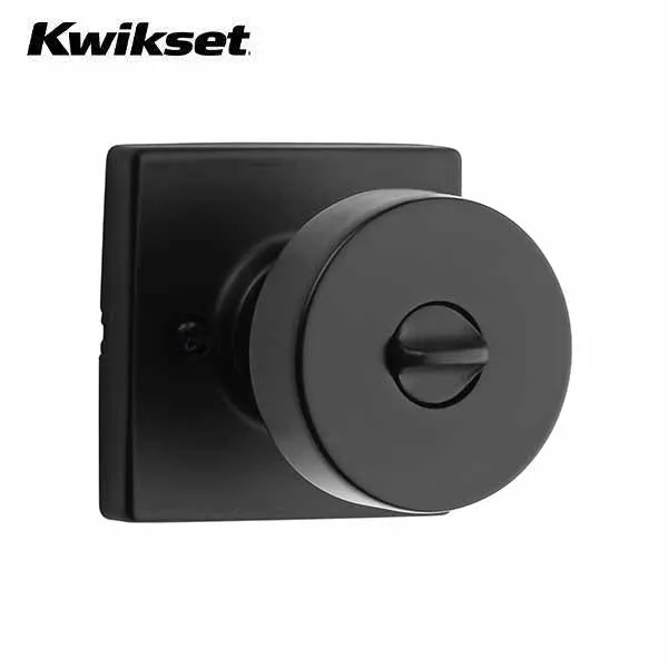 Kwikset - 740PSK - Pismo Knob Set - Square Rose - 514 - Matte Black - Entrance - SC1 Schlage - SmartKey Technology - Grade 3