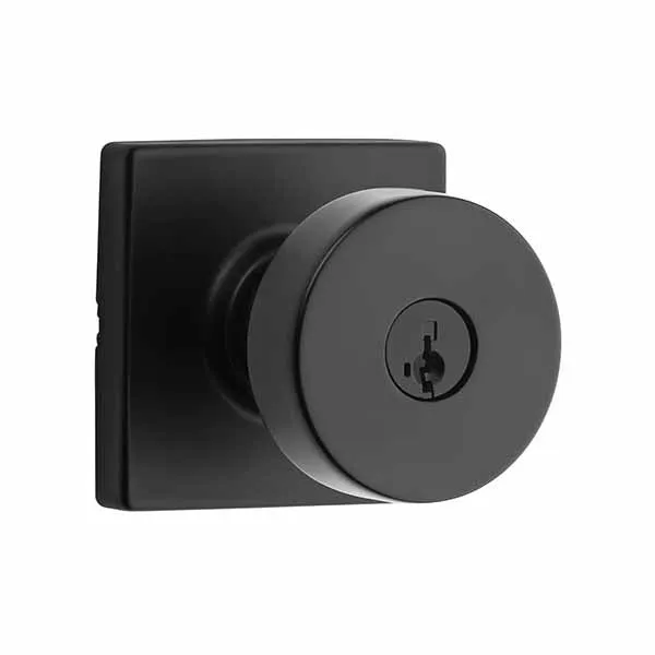 Kwikset - 740PSK - Pismo Knob Set - Square Rose - 514 - Matte Black - Entrance - SC1 Schlage - SmartKey Technology - Grade 3