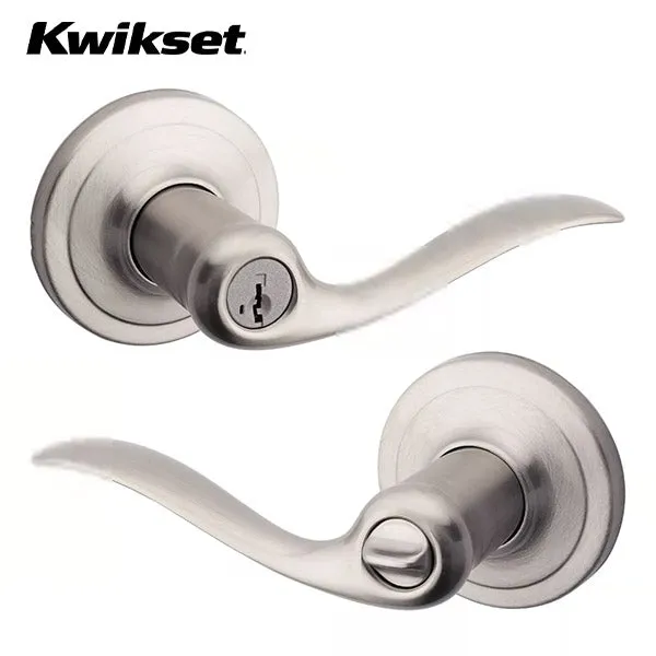 Kwikset - 740TNL - Tustin Lever Set - Round Rose - 15 - Satin Nickel - Entrance - SmartKey Technology - Grade 2