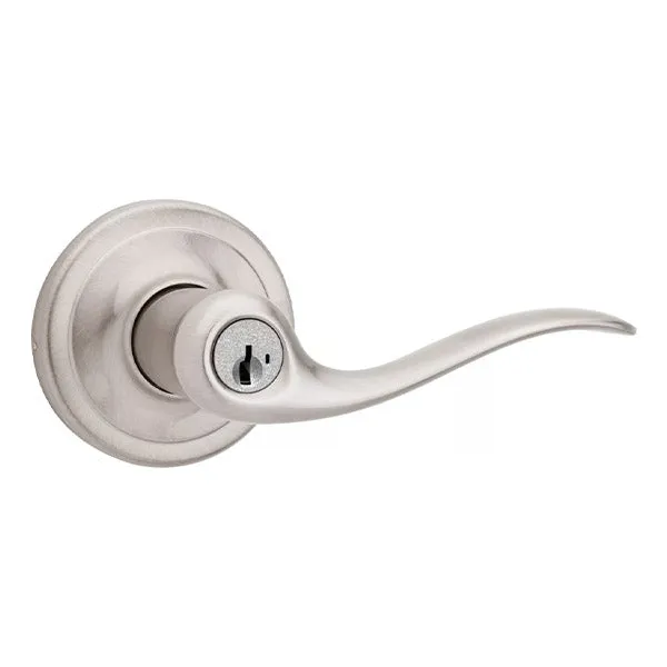 Kwikset - 740TNL - Tustin Lever Set - Round Rose - 15 - Satin Nickel - Entrance - SmartKey Technology - Grade 2