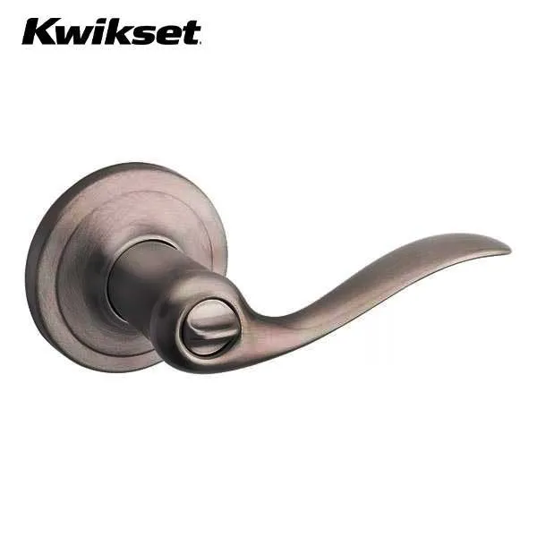 Kwikset - 740TNL - Tustin Lever Set - Round Rose - 15A - Antique Nickel - Entrance - SmartKey Technology - Grade 2