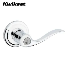 Kwikset - 740TNL - Tustin Lever Set - Round Rose - 26 - Polished Chrome - Entrance - SmartKey Technology - Grade 2