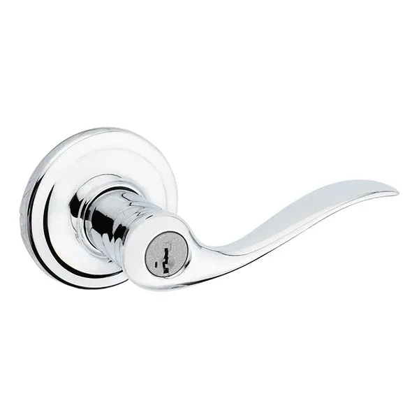 Kwikset - 740TNL - Tustin Lever Set - Round Rose - 26 - Polished Chrome - Entrance - SmartKey Technology - Grade 2