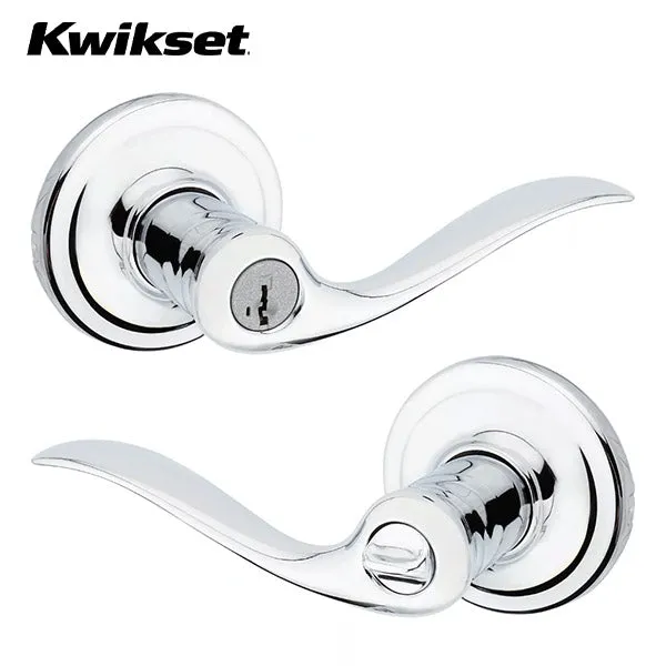 Kwikset - 740TNL - Tustin Lever Set - Round Rose - 26 - Polished Chrome - Entrance - SmartKey Technology - Grade 2