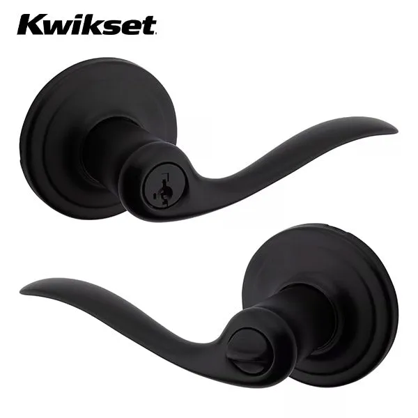 Kwikset - 740TNL - Tustin Lever Set - Round Rose - 514 - Iron Black - Entrance - SmartKey Technology - Grade 2