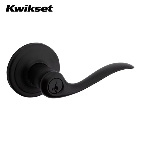 Kwikset - 740TNL - Tustin Lever Set - Round Rose - 514 - Iron Black - Entrance - SmartKey Technology - Grade 2