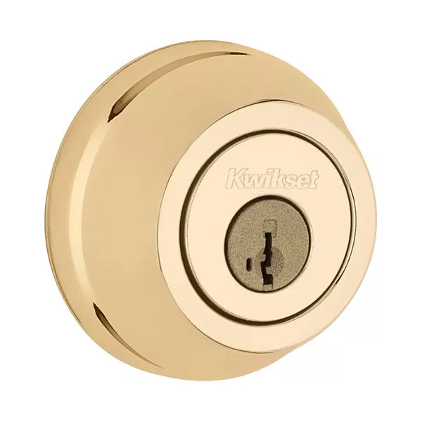 Kwikset - 780 - Residential Deadbolt - Single Cylinder - Round Rose - 3 - Polished Brass - SmartKey Technology - Grade 2