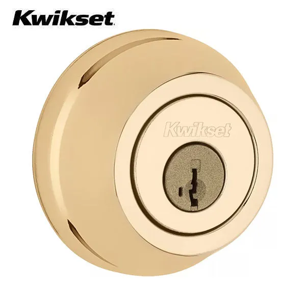 Kwikset - 780 - Residential Deadbolt - Single Cylinder - Round Rose - 3 - Polished Brass - SmartKey Technology - Grade 2