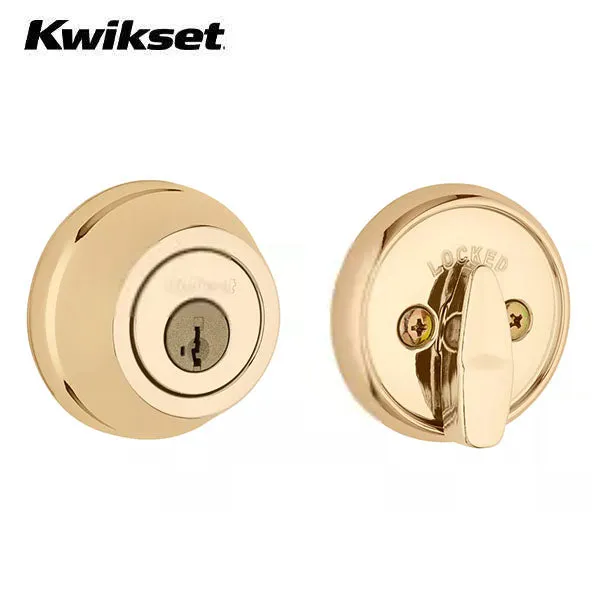 Kwikset - 780 - Residential Deadbolt - Single Cylinder - Round Rose - 3 - Polished Brass - SmartKey Technology - Grade 2