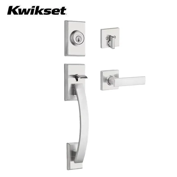 Kwikset - 800TVHXVDL - Tavaris Handleset w/ Vedani Lever - Rectangle Rose - Optional Finishes - Entrance - KW1 - SmartKey Technology - Grade 1