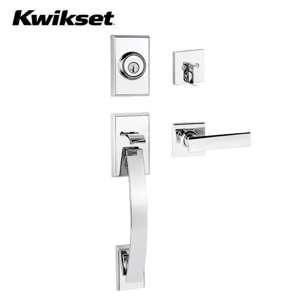 Kwikset - 800TVHXVDL - Tavaris Handleset w/ Vedani Lever - Rectangle Rose - Optional Finishes - Entrance - KW1 - SmartKey Technology - Grade 1