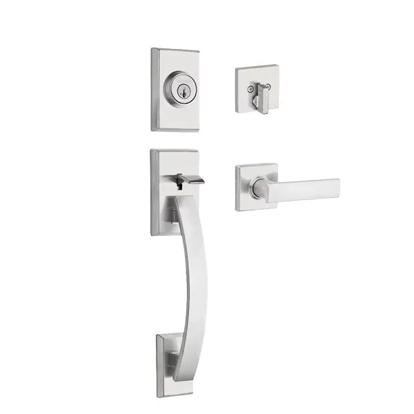 Kwikset - 800TVHXVDL - Tavaris Handleset w/ Vedani Lever - Rectangle Rose - Optional Finishes - Entrance - KW1 - SmartKey Technology - Grade 1