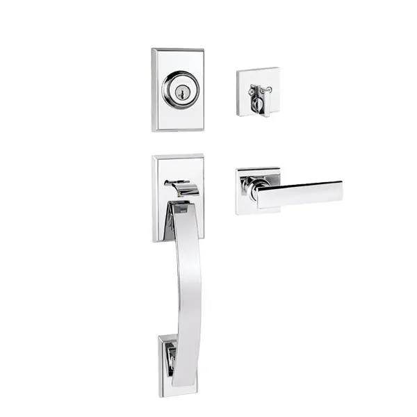 Kwikset - 800TVHXVDL - Tavaris Handleset w/ Vedani Lever - Rectangle Rose - Optional Finishes - Entrance - KW1 - SmartKey Technology - Grade 1