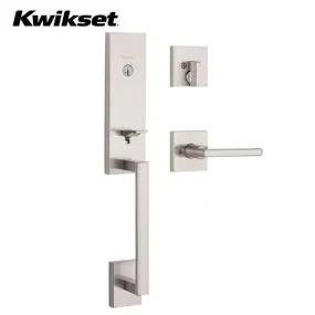 Kwikset - 818VNHXHF - Vancouver Handleset - Halifax Lever - Square Rose - 15 - Optional Finish - Entrance - SmartKey Technology - Grade 3