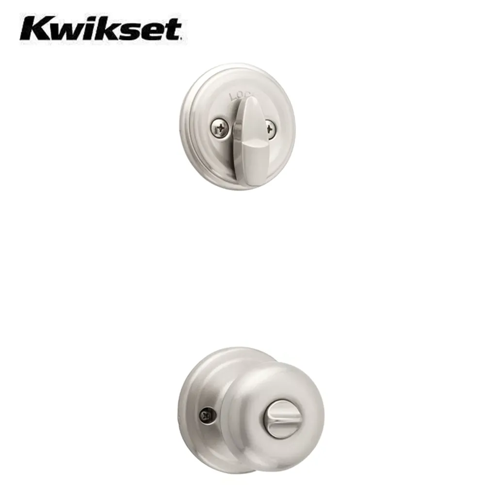 Kwikset - 991J - Juno Combo Set - Single Deadbolt & Knob - Round Rose - 15 - Satin Nickel - SmartKey Technology - Grade 2