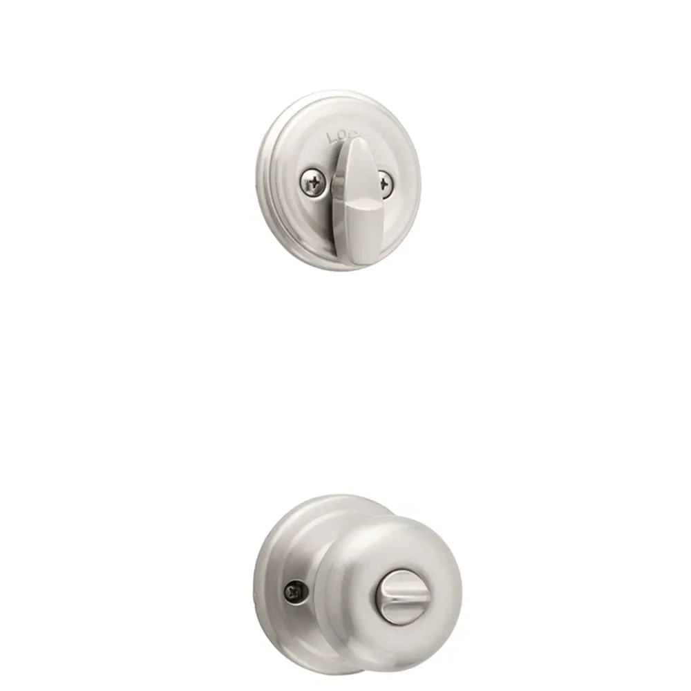 Kwikset - 991J - Juno Combo Set - Single Deadbolt & Knob - Round Rose - 15 - Satin Nickel - SmartKey Technology - Grade 2