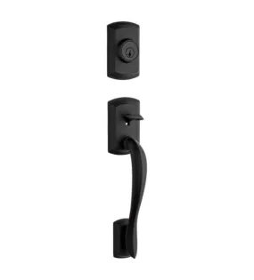 Kwikset Avalon Handleset - Deadbolt Keyed One Side (Exterior Only) - featuring SmartKey (Matte Black)