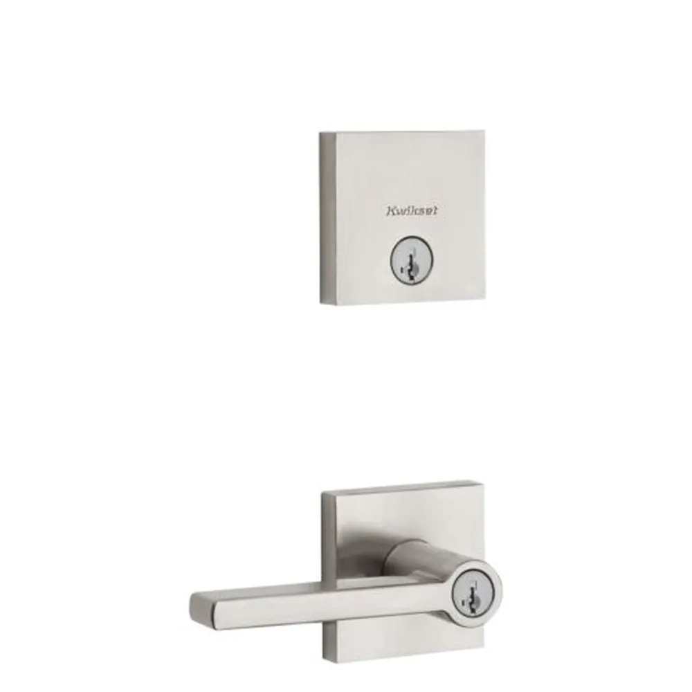 Kwikset - Halifax Security Set (Square) - Deadbolt Keyed One Side Satin Nickel Finish - SmartKey Technology