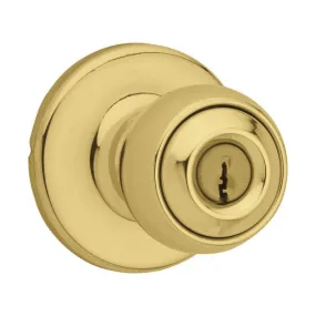 Kwikset Polo Polished Brass Entry Knobs 1-3/4 in.