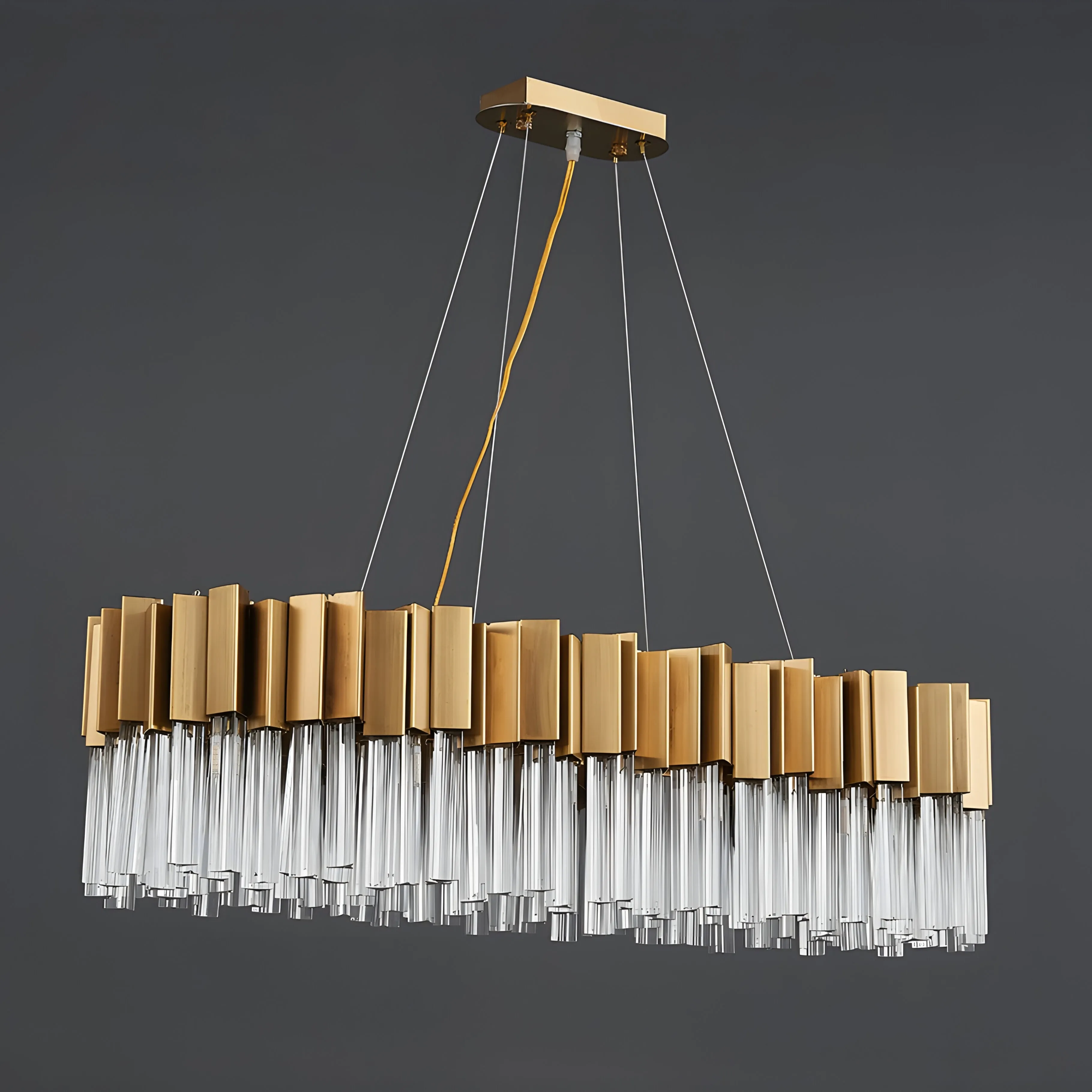 Les Ferres | Modern Gold Crystal Rectangle Chandelier