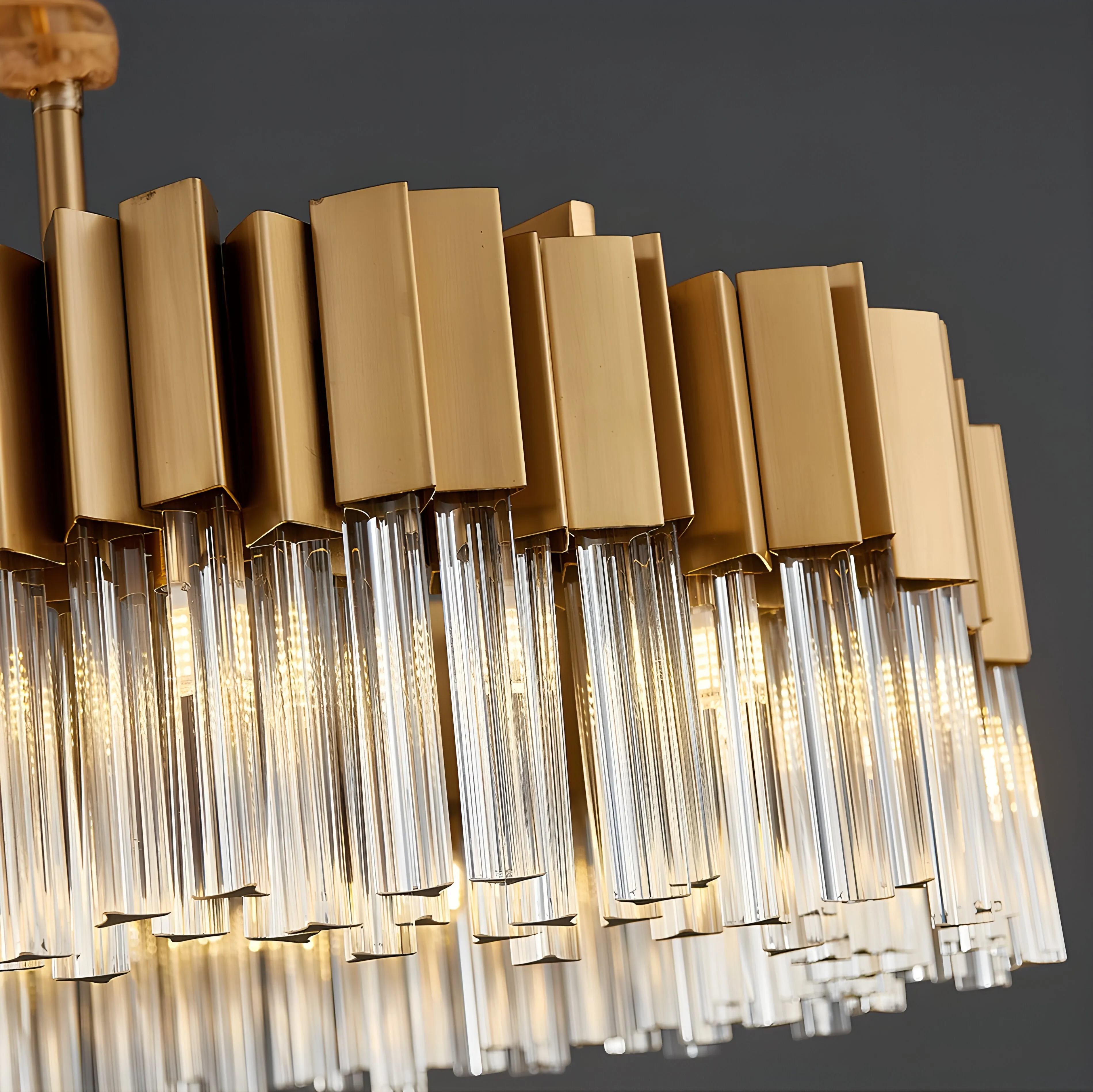 Les Ferres | Modern Gold Crystal Rectangle Chandelier