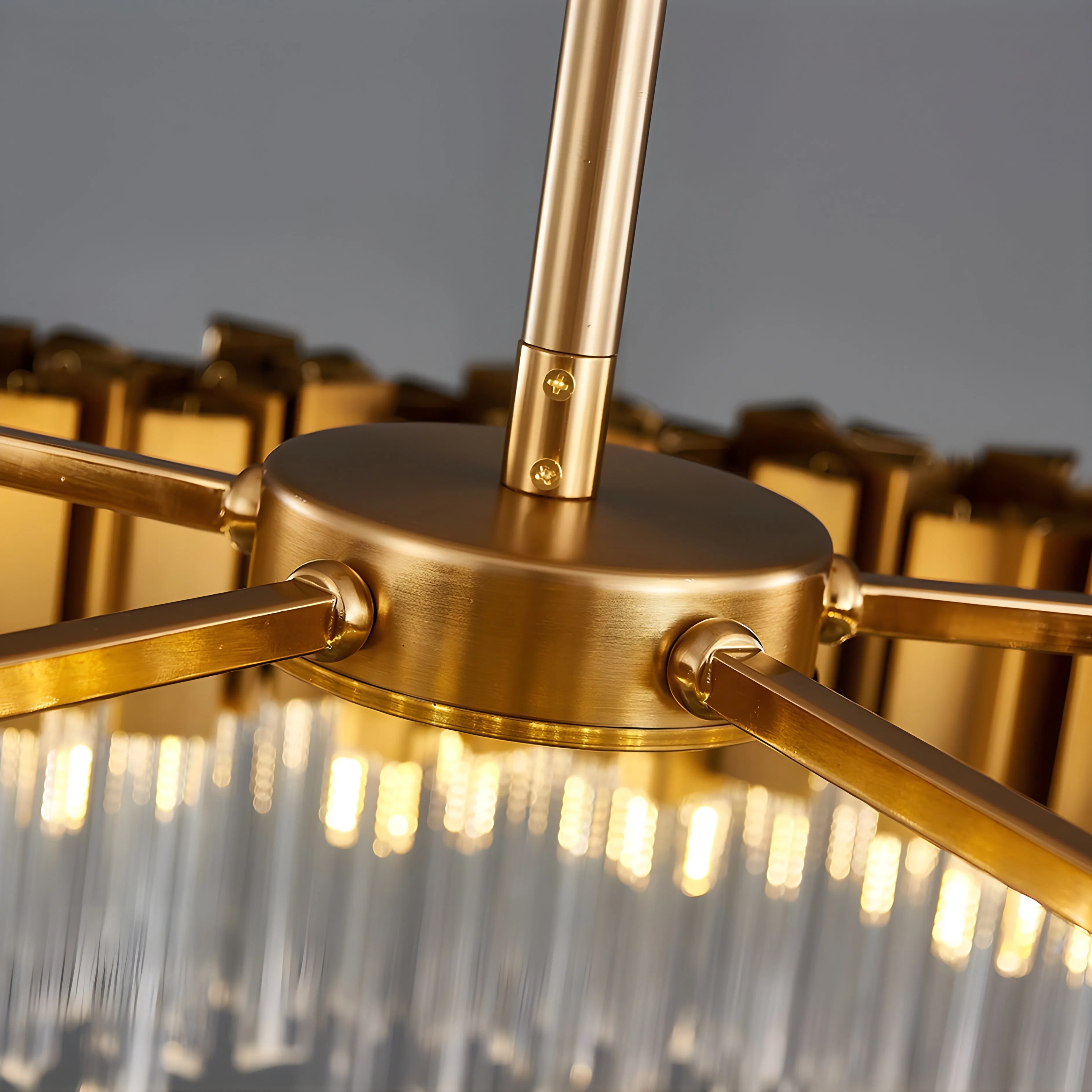 Les Ferres | Modern Gold Crystal Rectangle Chandelier