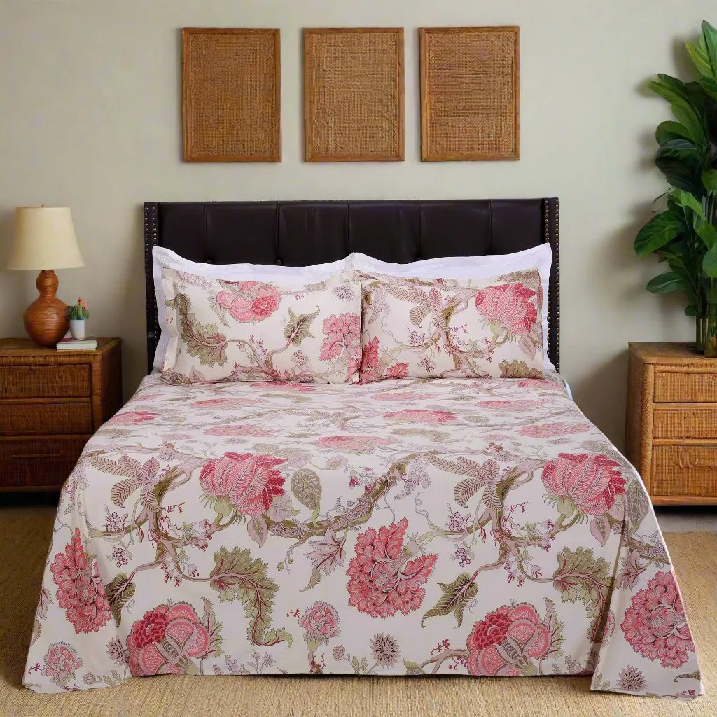 Magnolia Vine Off White Cotton Bedsheet