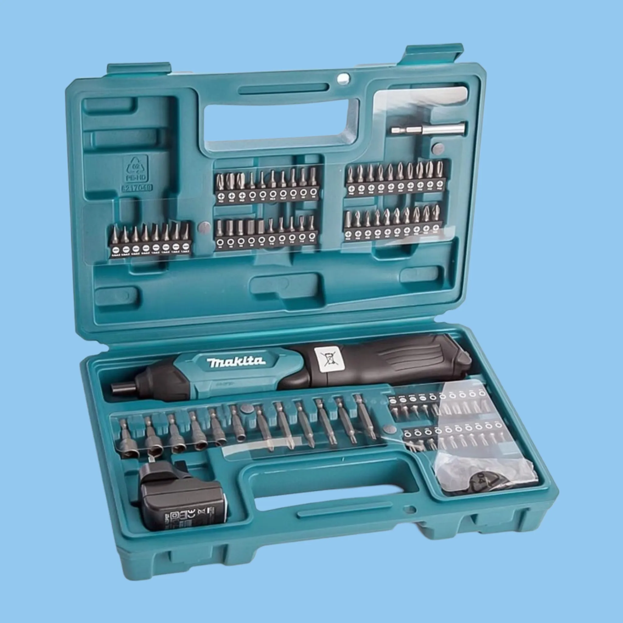 Makita In-Line Cordless Screwdriver, DF001DW W/ Accessory Set