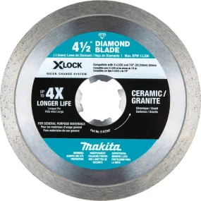 Makita X-LOCK 4-1/2" Continuous Rim Diamond Blade for Ceramic and Granite Cutting