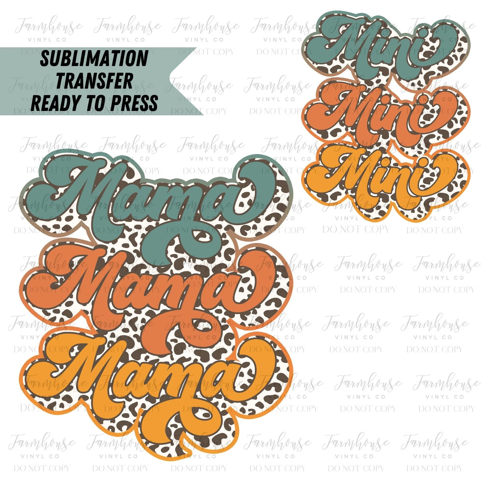 Mama Mini Leopard Retro Ready to Press Sublimation Transfer