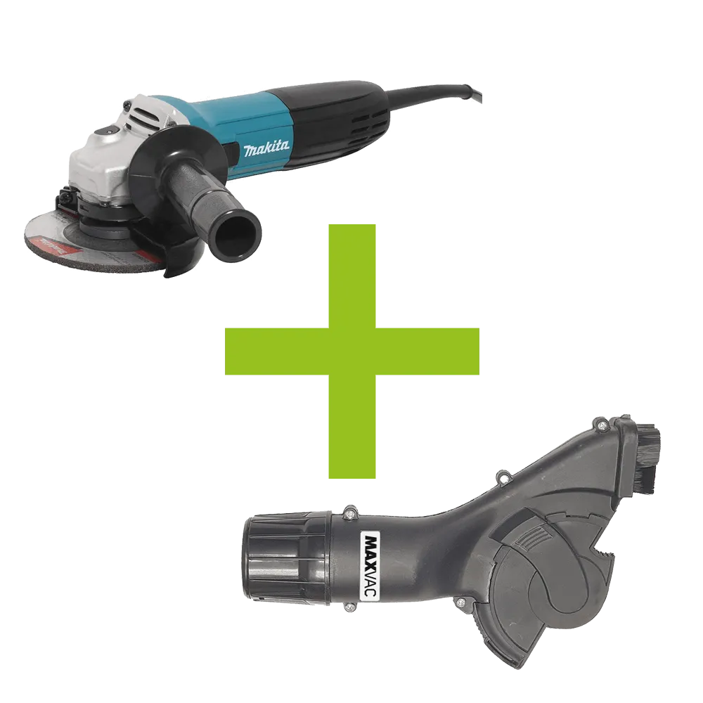 MAXVAC Dust Shroud & Makita 115mm Angle Grinder Package, Pre-Installed