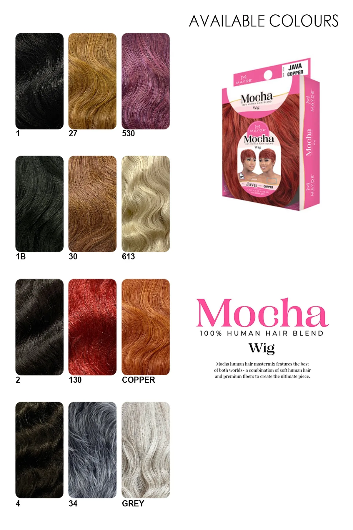 MAYDE MOCHA 100% HUMAN HAIR BLEND - JAVA