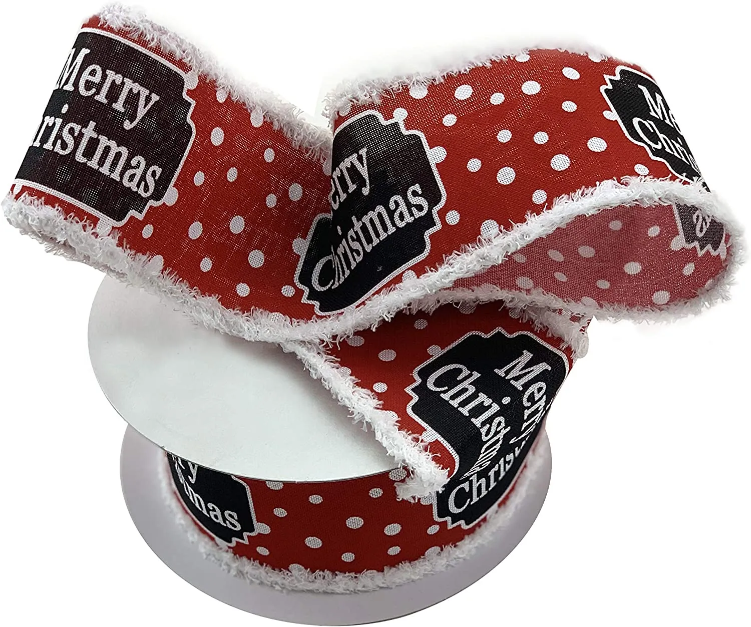 Merry Christmas Red White Ribbon - 2 1/2" x 10 Yards