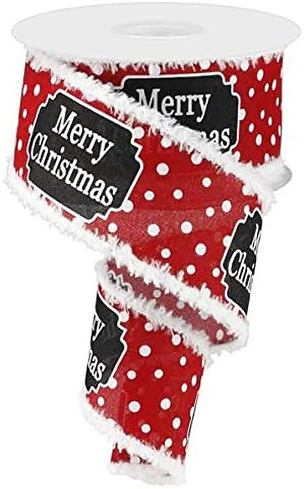 Merry Christmas Red White Ribbon - 2 1/2" x 10 Yards