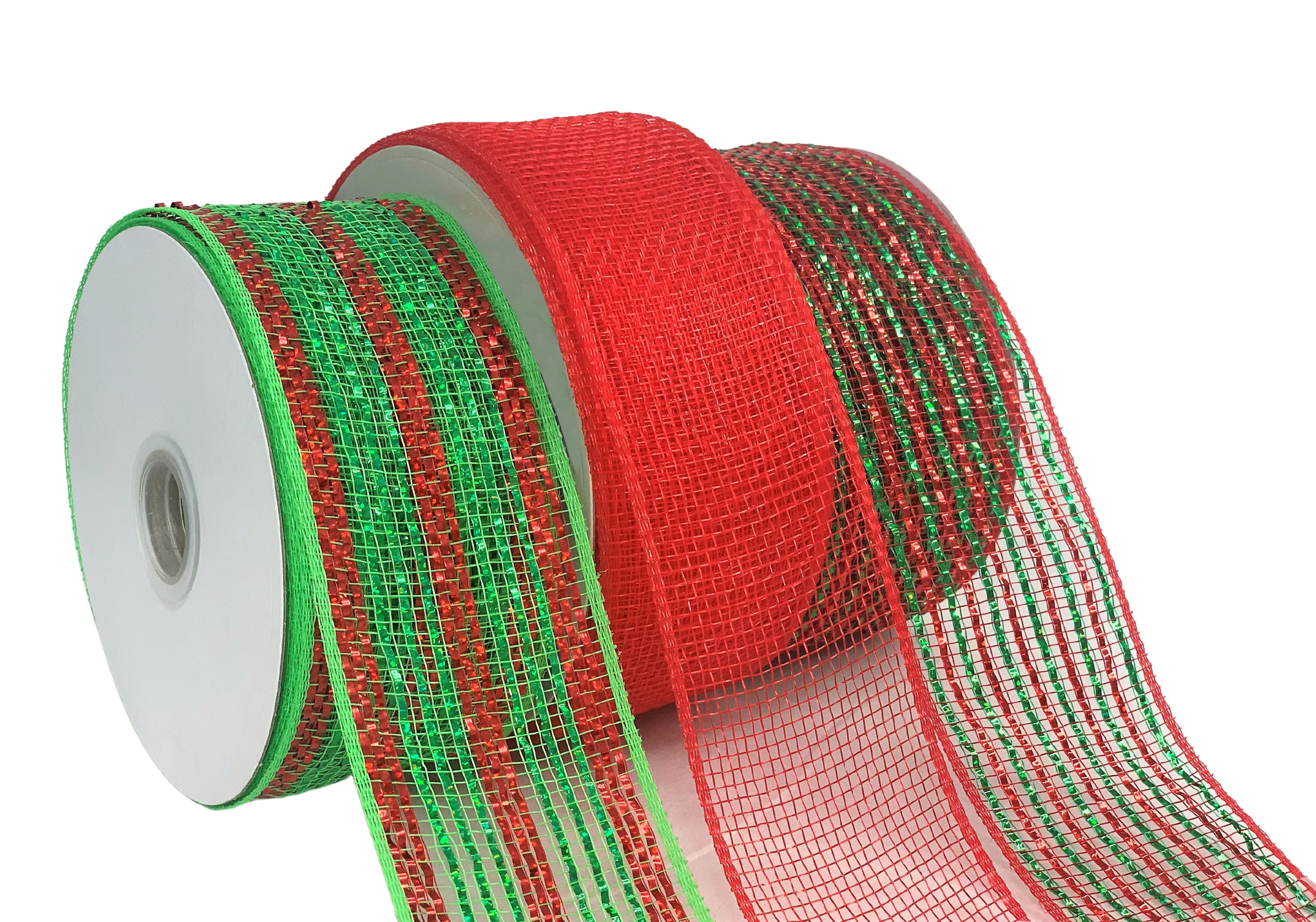 Metallic Stripe Christmas Deco Mesh- 2 1/2" x 20 Yards, Set of 3