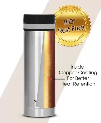 MILTON Slim 350 Thermosteel Water Bottle, 340 ml, Silver 340 ml Bottle  (Pack of 1, Silver, Steel)