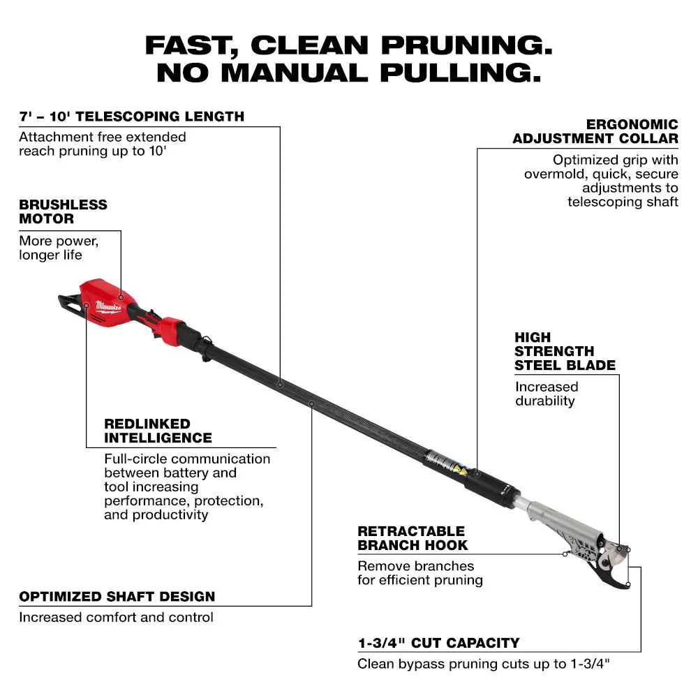 Milwaukee 3008-20 M18 18V Brushless Telescoping Pole Pruning Shears - Bare Tool