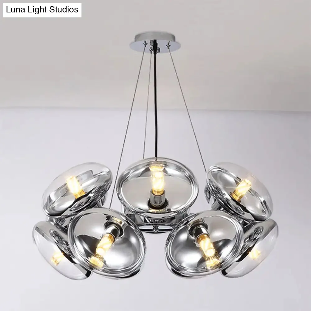 Modern 12-Light Round Shade chandelier - Clear Glass - Gold/Silver